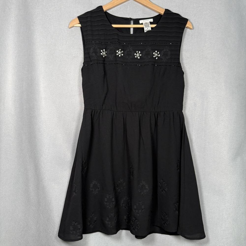 Black Embellished Mini Dress Rhinestone Beaded